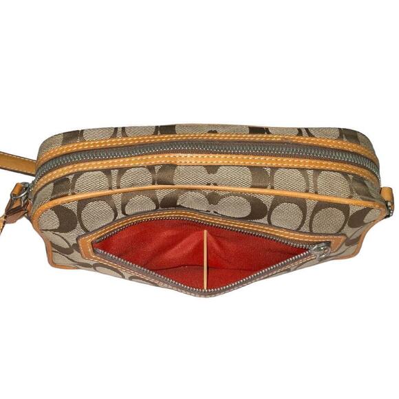 Coach Signature Canvas Brown Mini Crossbody Shoulder Bag - Picture 13 of 15